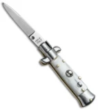 SKM 4.5" Italian Mini Stiletto Automatic Knife White Pearlex (Swedge)