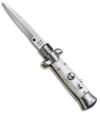 SKM 4.5" Italian Mini Stiletto Automatic Knife White Pearlex (Bayonet)