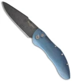 Pro-Tech Custom Blue Titanium Elishewitz Doru Automatic Knife w/ Damascus Blade