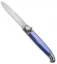 SKM 9.5" Fancy Lever Lock Automatic Knife Blue Acrylic (4" Satin Bayo)