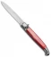SKM 9.5" Fancy Lever Lock Automatic Knife Red Acrylic (4" Satin Bayo)