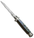 AGA Campolin 10" Italian Stiletto  Automatic Abalone (4.5" Satin Kriss)