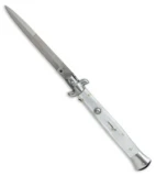 SKM AB 11" Italian Stiletto Automatic Knife White Pearlex (5" Satin Bayonet)