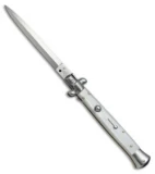 SKM AB 11" Italian Stiletto Automatic Knife White Pearlex (5" Satin Dagger)