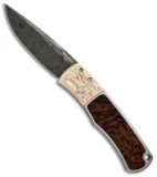 Pro-Tech Magic "Whiskers" Custom SS Knife Desert Ironwood/Mokume (Damascus) BR-1