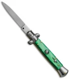 SKM 8" Italian Stiletto Automatic Knife Green Pearlex (3.3" Satin Flat)