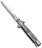 SKM 7" Italian Stiletto Automatic Knife Gray Pearlex (3" Satin Dagger)