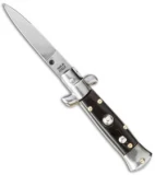 SKM 4.5" Italian Mini Stiletto Automatic Knife Dark Horn (2" Satin Swedge)