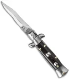 SKM 4.5" Italian Mini Stiletto Automatic Knife Dark Horn (2" Satin Kris)