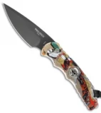 Pro-Tech TR-4 Skull Automatic Knife Geisha Splash (4" Black)