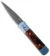 Pro-Tech Godfather Custom Automatic Knife Blued Titanium/Ironwood (Damascus)