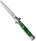 SKM  9" Italian Stiletto Automatic Knife Green Pearlex (3.8" Satin Dagger)