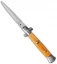 SKM 9" Italian Stiletto Automatic Knife Orange Pearlex (4" Satin Dagger)