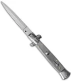 SKM  9" Italian Stiletto Automatic Knife Gray Pearlex (3.8" Satin Dagger)