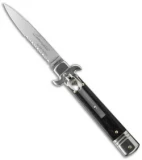 AKC Leverletto  7.5" Lever Lock  Automatic Italian Knife Ebony (3.2" Satin Serr)