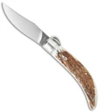 Lepre 9" Sicilian Picklock Automatic Knife Stag Horn (3.7" Satin)
