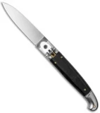 SKM 8" Fancy Lever Lock Automatic Knife Black Pearlex (3.2" Satin Flat)