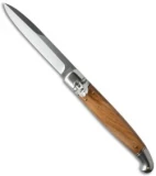SKM 9.5" Fancy Lever Lock Automatic Knife Olive Wood (4" Satin Bayo)