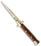Frank B 9" Italian Stiletto Automatic Knife Snakewood (4" Gold Bayonet)