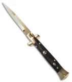 Frank B 9" Italian Stiletto Automatic Knife Dark Horn (4" Gold Bayonet)