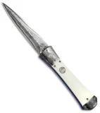 Kyle Vallotton Custom Bent Dagger Automatic Knife Mammoth (3.8" Damascus)
