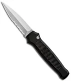 Piranha Prowler Black Automatic Knife (3.2" Stonewash Serr)