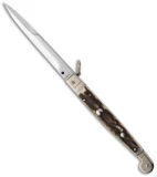AGA Campolin 9" Sicilian Ring Pull Automatic Knife Stag Horn (4.1" Satin)