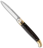 SKM 9.5" Sicilian Brass Lever Lock Automatic Knife Dark Horn (Bayonet)