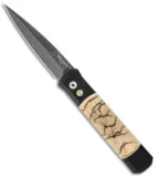 Pro-Tech Godfather Automatic Knife Black w/ Tiger Coral (4" Damascus) 965-D