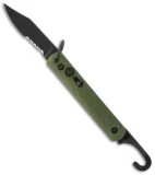 Colonial Knife Company M-726B Green Auto Rescue Military Knife w/Clip (3" Serr)