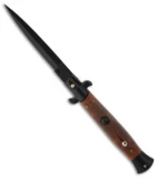 Frank B 9" Italian Stiletto Automatic Knife Sim Briar Wood (4" Black Dagger)