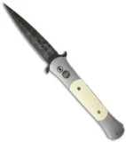 Protech Large Don Custom Steel Automatic Knife Mastodon Ivory (4.5" Damascus)