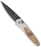 Protech Steel Custom Newport Automatic Knife Mastodon Tooth (3" Damascus)