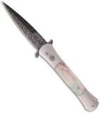 Protech Large Don Custom Steel Automatic Knife Black Lip Pearl (4.5" Damascus)