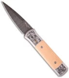 Protech Ultimate Custom Steel Godson Knife w/ Mastodon Ivory (3.15" Damascus)