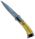 Rainy Vallotton Custom SideWinder Automatic Knife Yellow Molar (Damascus)