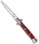 SKM AB 9" Italian Stiletto Automatic Knife  Red Swirl (4" Satin Dagger)