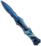 Brandon Vallotton Custom Small Satis Automatic Knife w/ Blue Molar (Damascus)