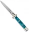 SKM AB 9" Italian Stiletto Automatic Knife Turquoise Acrylic (3.8" Satin Flat)
