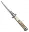 Frank B 9" Italian Stiletto Automatic Knife Honey Horn (4" Satin Dagger)