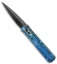 Pro-Tech Godfather Automatic  Spear Point Knife Blue Ink Splatter  (4" Black)
