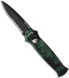 Piranha Bodyguard Automatic Knife Green Tactical (3.3" Black Serr)