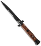 Frank B 9" Italian Stiletto Automatic Knife Sim. Briar Wood (4" Black Serr)