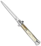 Frank B 11" Italian Stiletto Automatic Knife Blonde Horn (5" Satin Dagger)