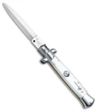SKM  AB 9" Italian Stiletto Automatic Knife White Pearlex (3.8" Satin Dagger)