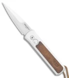 Pro-Tech GSD Godson Automatic Knife Silver/Brown Leather (3.15" Satin)