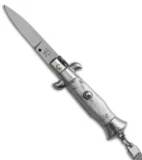SKM 4" Keychain Stiletto Automatic Knife Gray (1.6" Satin Flat)