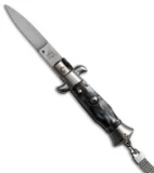 SKM 4" Keychain Stiletto Automatic Knife Sim Horn (1.6" Satin Flat)