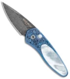 Pro-Tech Sprint Ultimate Custom Knife Blue Ti/Mother of Pearl (1.95" Damascus)