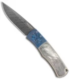 Pro-Tech Custom BR-1 Magic Custom Automatic Knife Blue Ti Bolster/MOP (Damascus)
